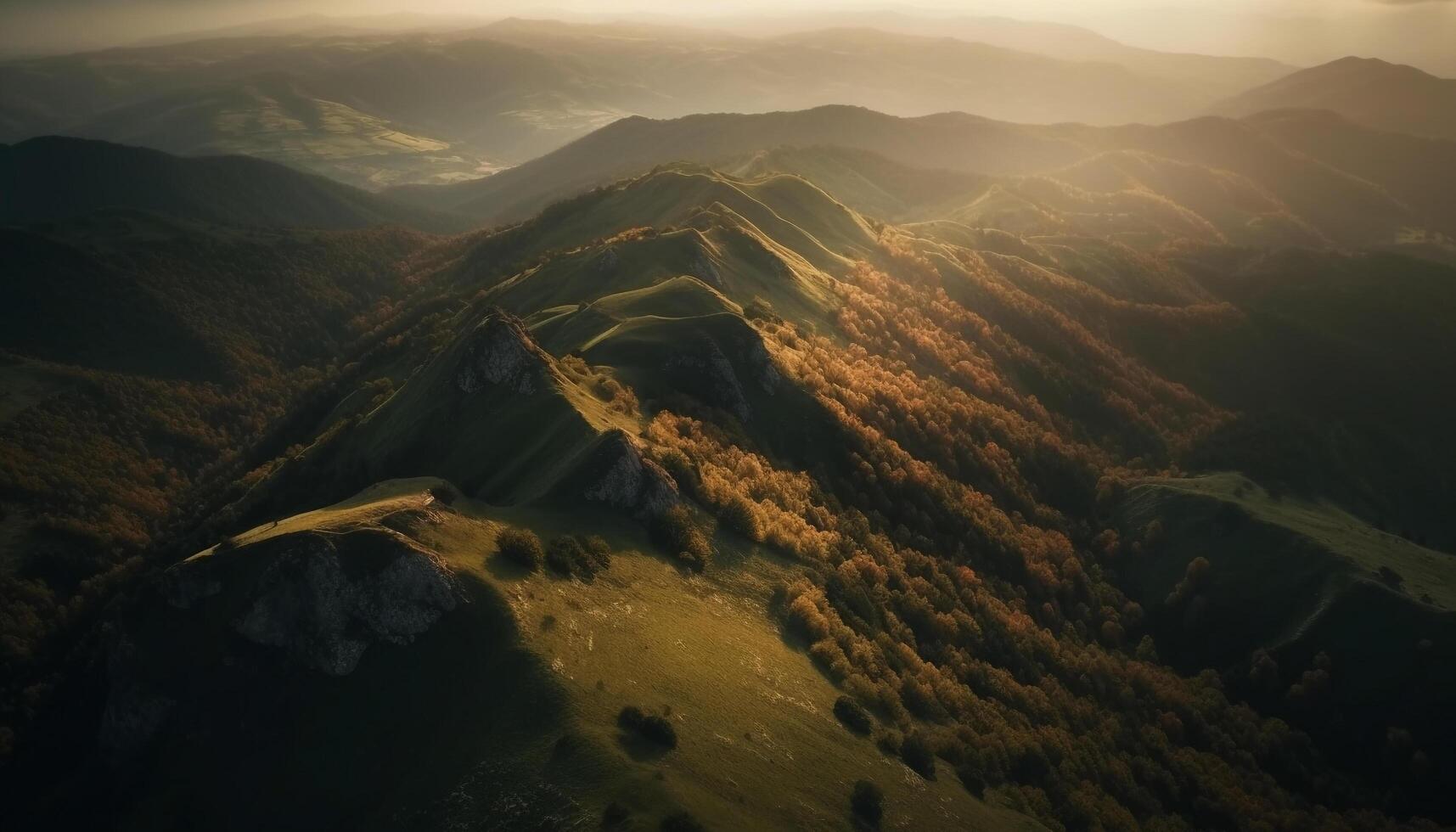 majestoso montanha faixa, tranquilo cena, beleza dentro natureza gerado de ai foto