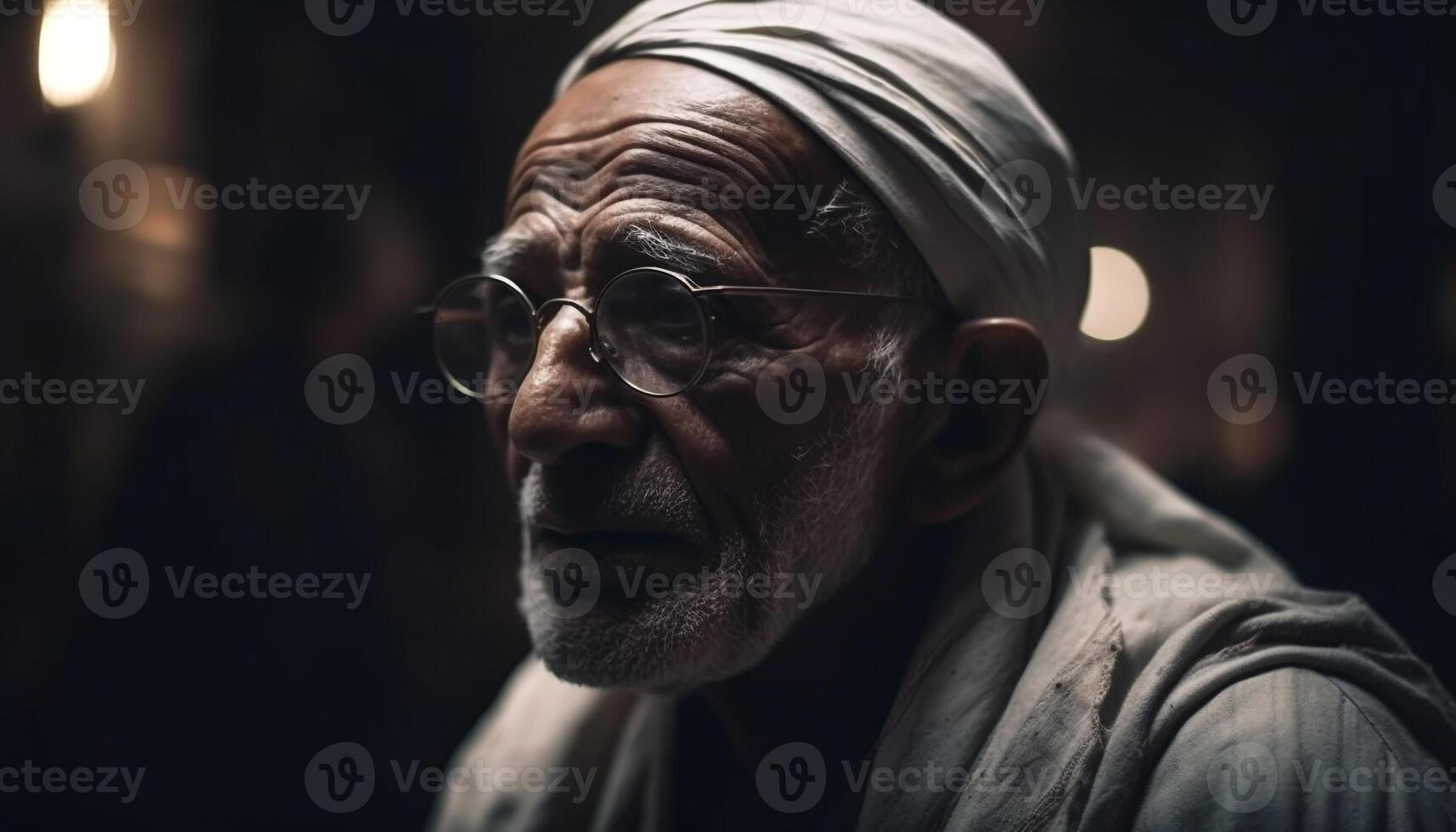 Senior homens dentro tradicional roupas sorridente ao ar livre gerado de ai foto