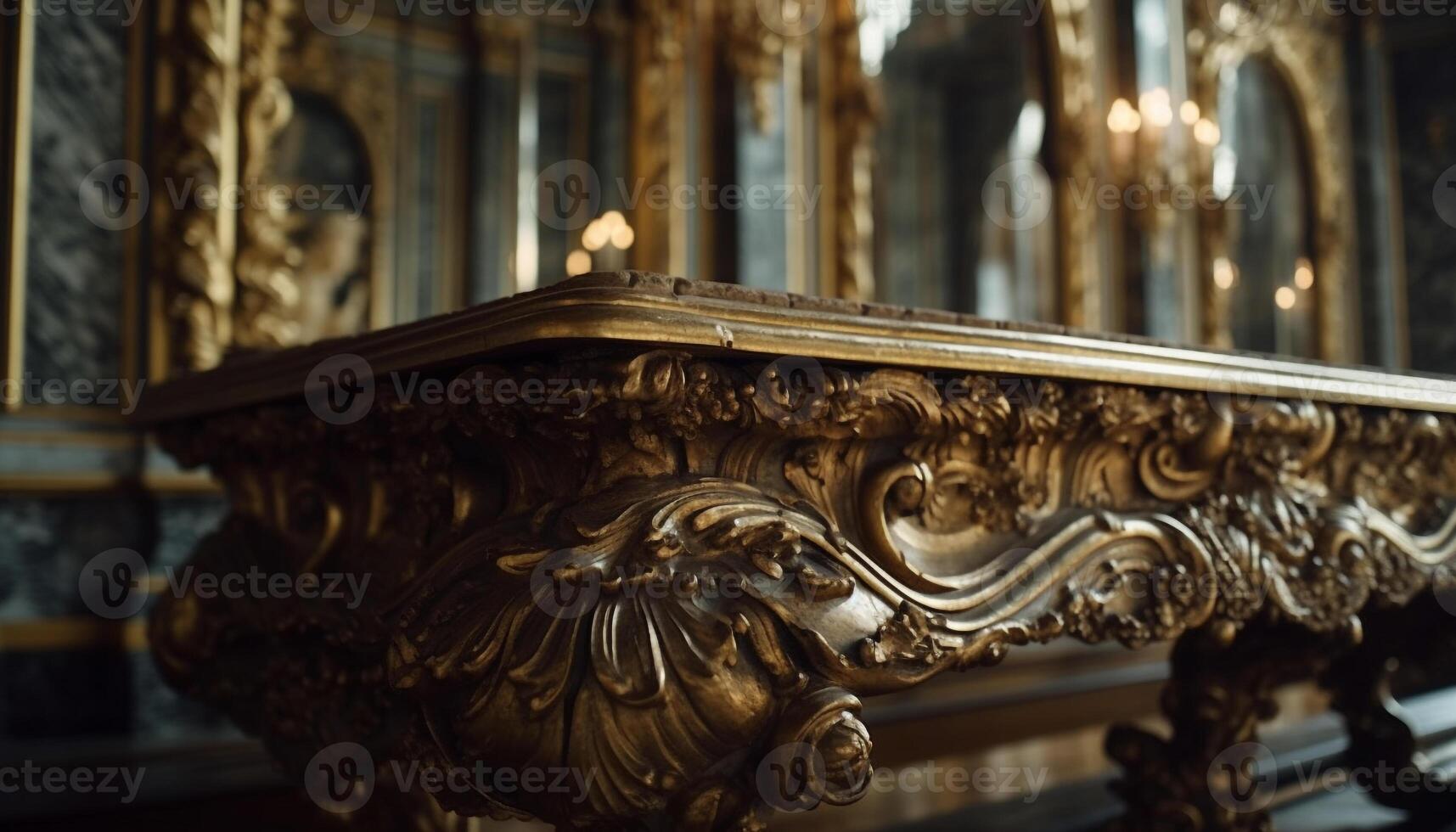 antigo altar com ornamentado Cruz e vela gerado de ai foto