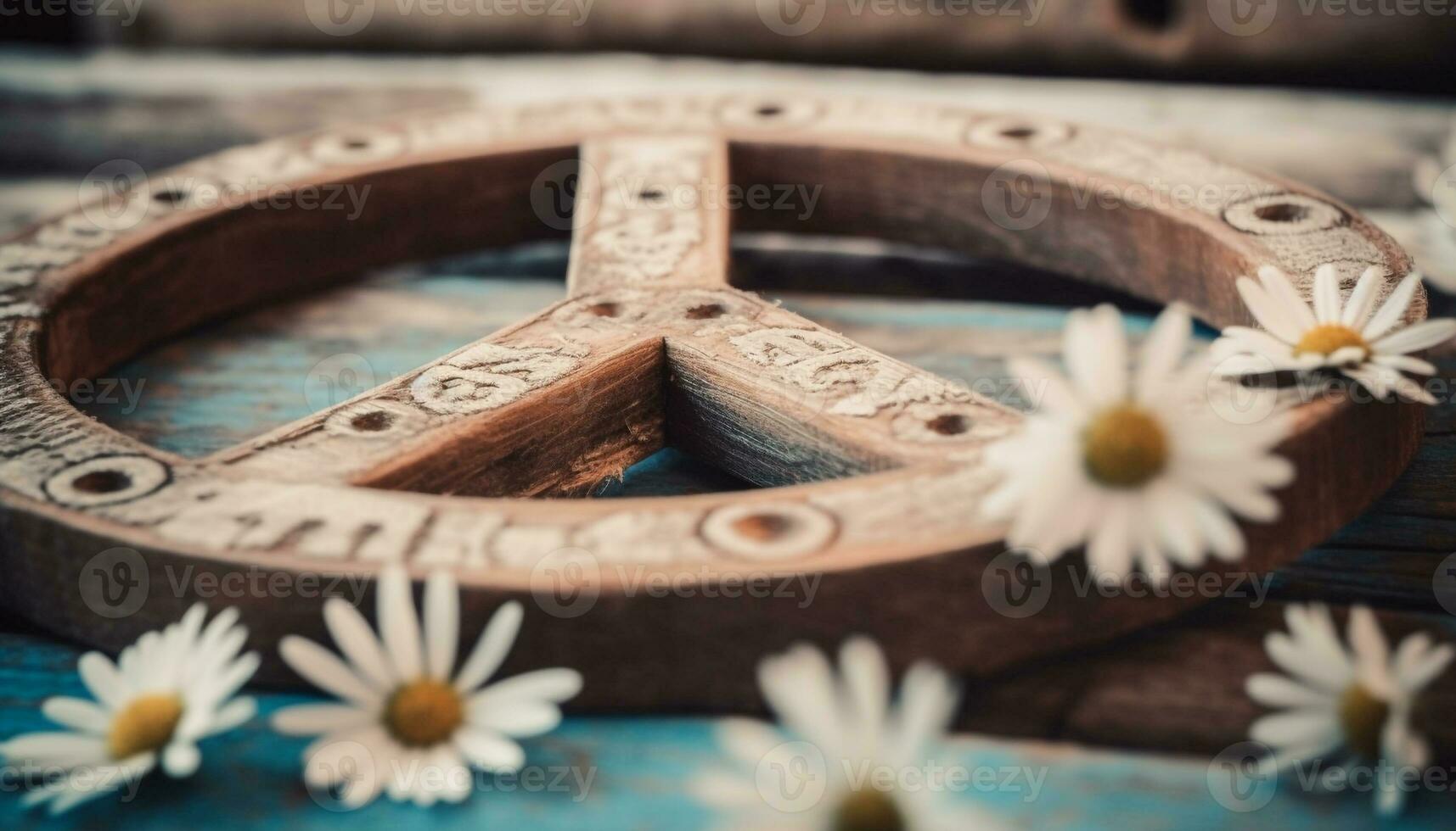 Paz símbolo com flores cena generativo ai foto