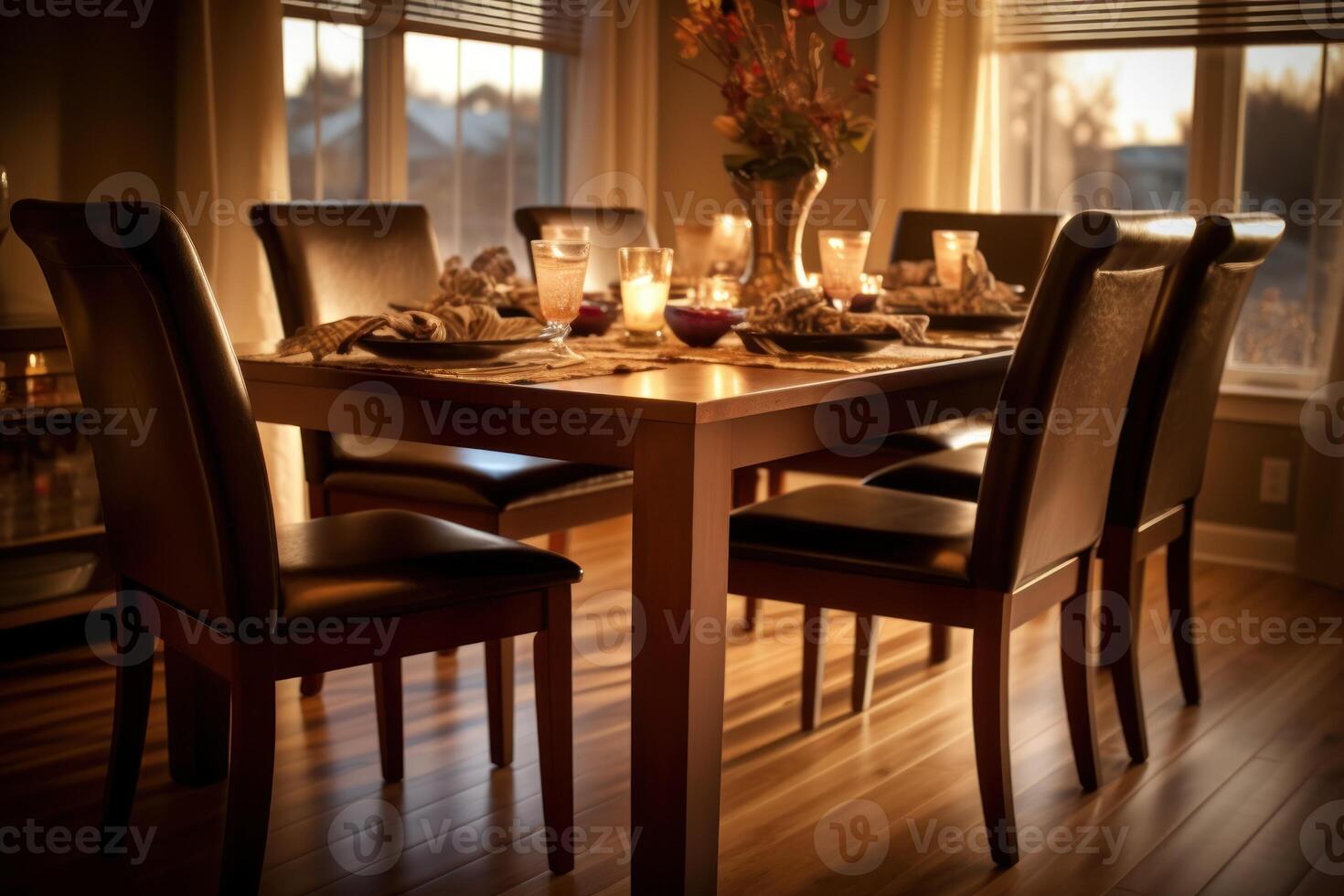 estoque foto do profissional Catálogo imagem com cheio jantar quarto mesa fotografia generativo ai