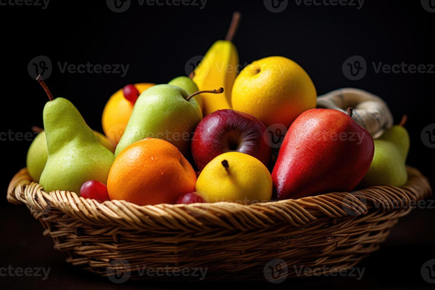 estoque foto do misturar fruta em a cesta editorial Comida fotografia generativo ai