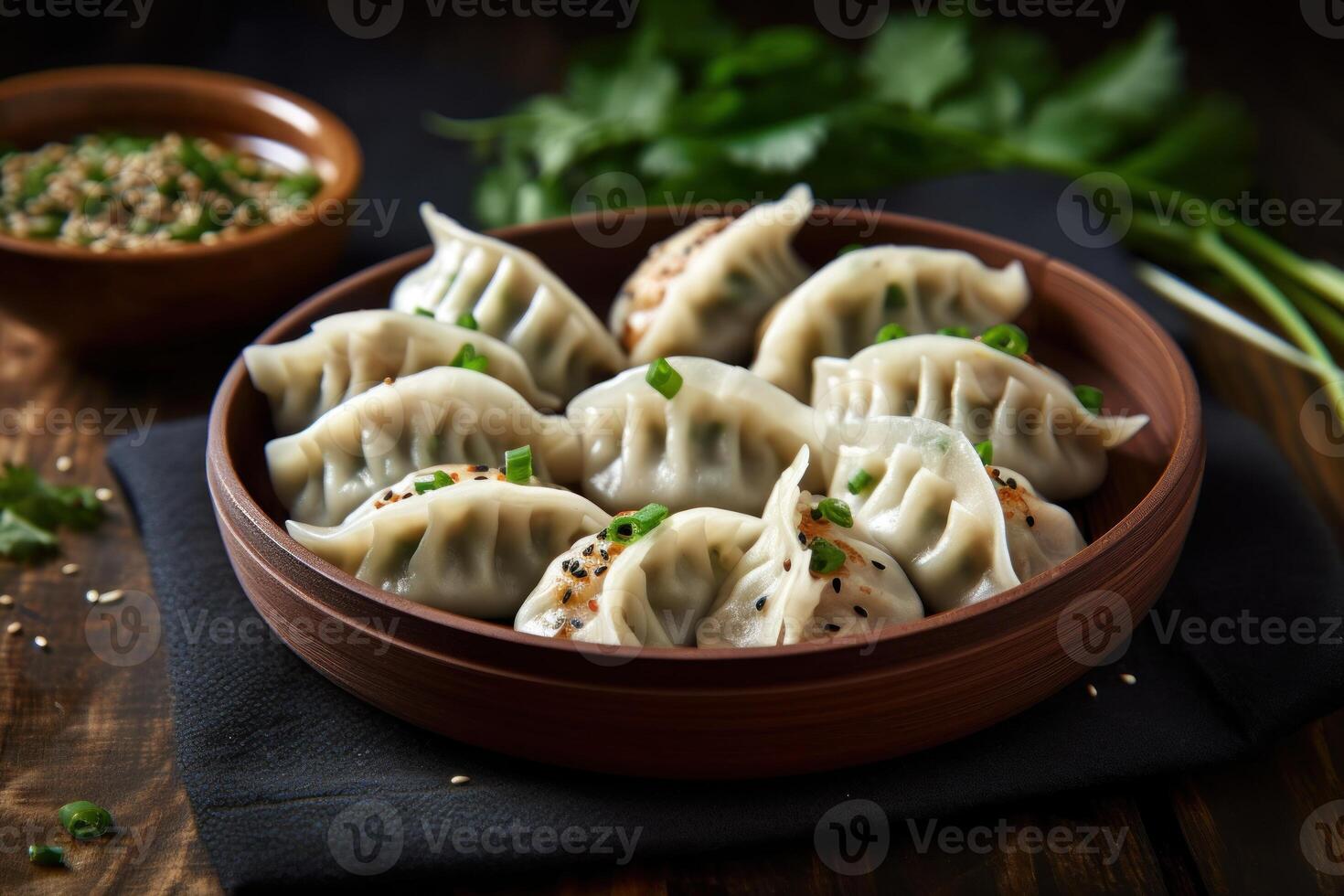 mandu ou mandoo estão dumplings dentro coreano cozinha fotografia generativo ai foto