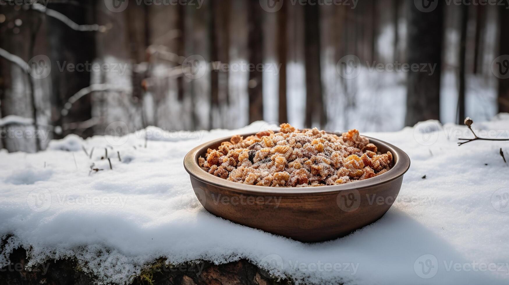 estoniano kama dentro uma Nevado floresta foto