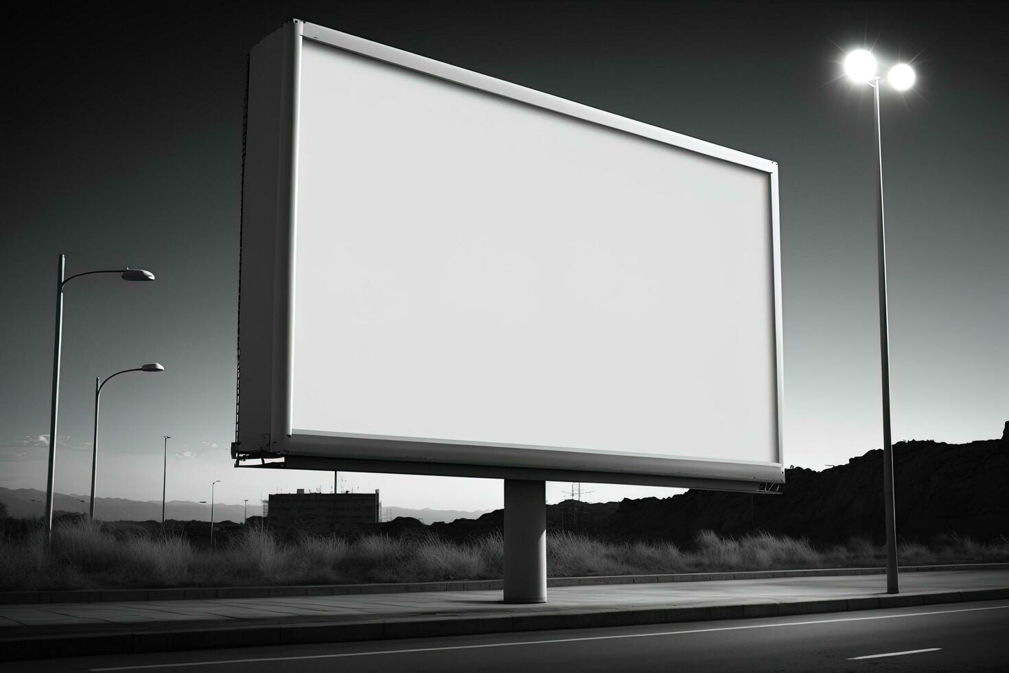 brincar em branco branco Painel publicitário em a rua gerado de ai foto