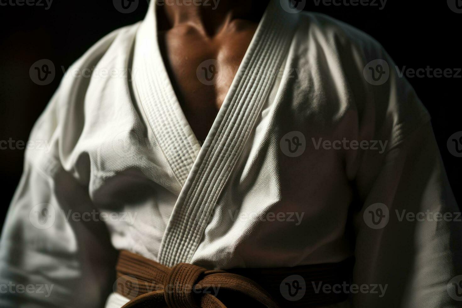 homem dentro branco quimono marcial artes generativo ai foto