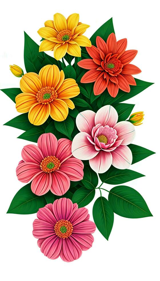 floral padrões, Projeto uma floral com uma variedade do flores, folhas. ai generativo foto