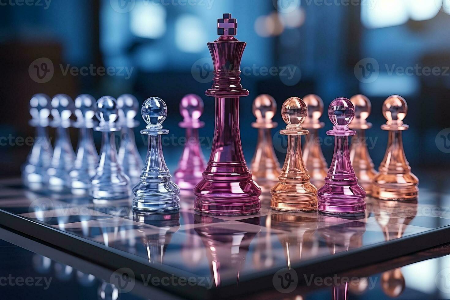 Conceito de estratégia de negócios. o cavaleiro dá o último passo final  para fazer o xeque-mate no xadrez, caindo como rei.
