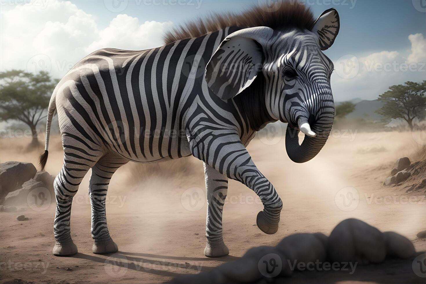 híbrido zebra elefante. ai gerado foto