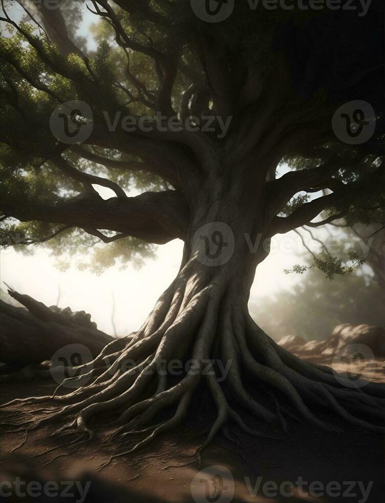 árvore com raízes. ai gerado foto