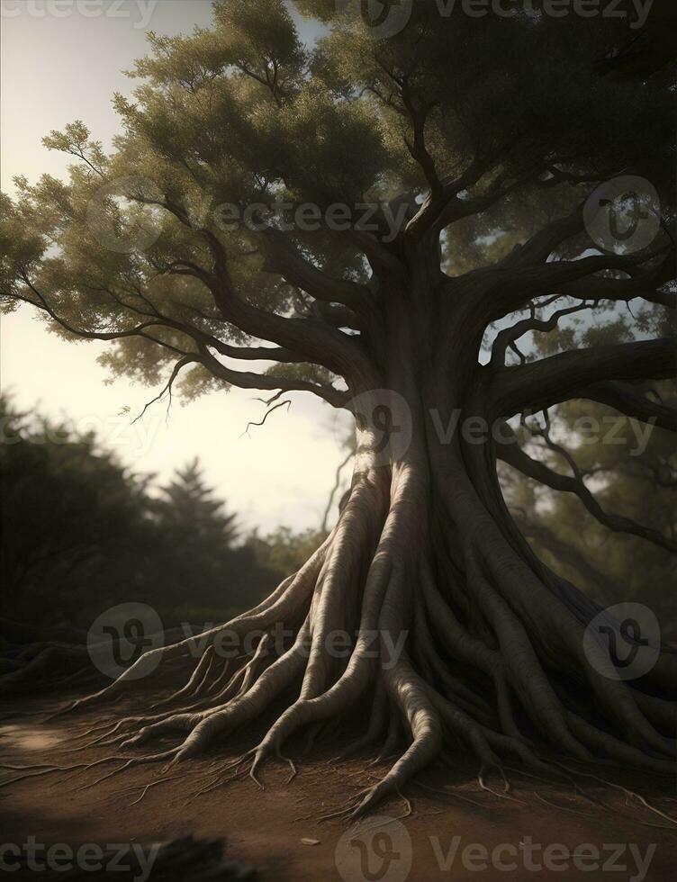 árvore com raízes. ai gerado foto