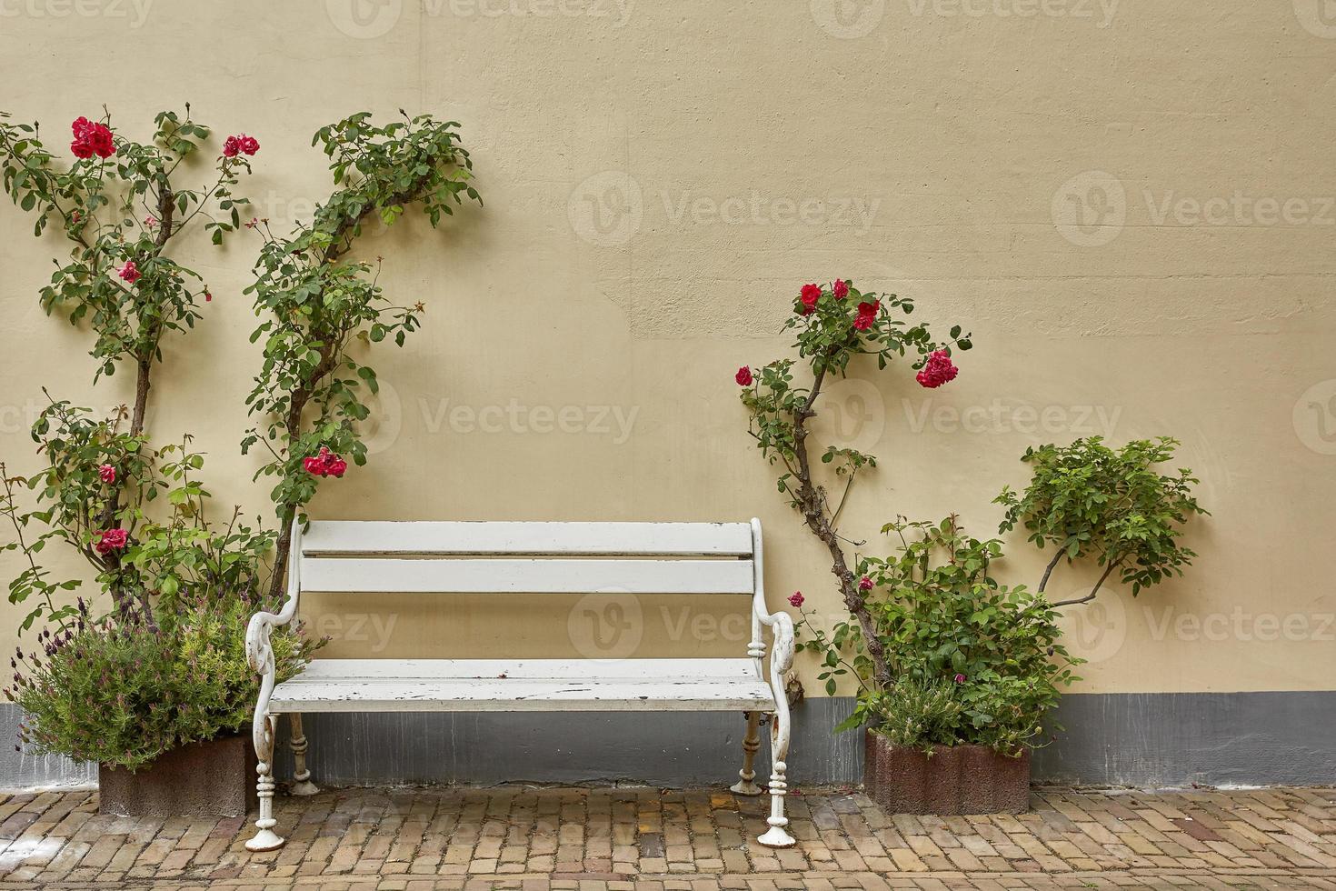 entrada da casa decorada com flores foto