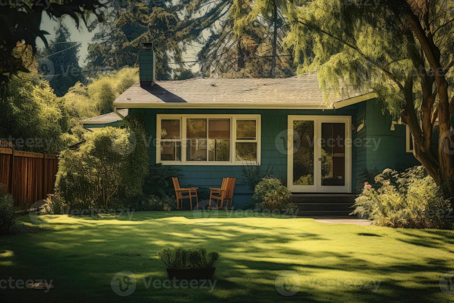 tradicional americano casa fachada dentro subúrbio. generativo ai foto