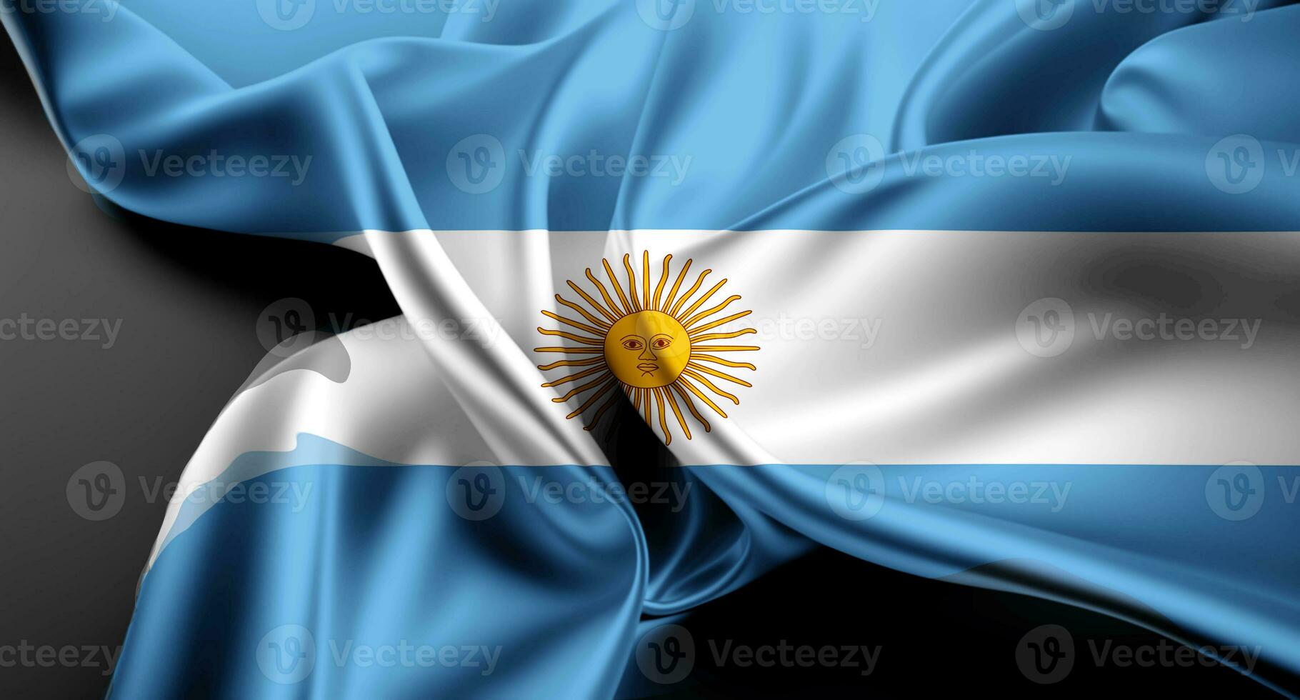 realista e tridimensional ondulado cortinas acrescenta profundidade e movimento para a nacional bandeira do Argentina. foto