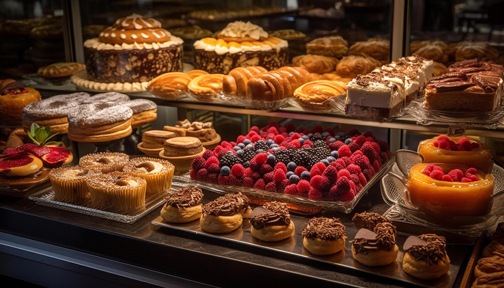 variedade do cozido bens, uma doce indulgência gerado de ai foto