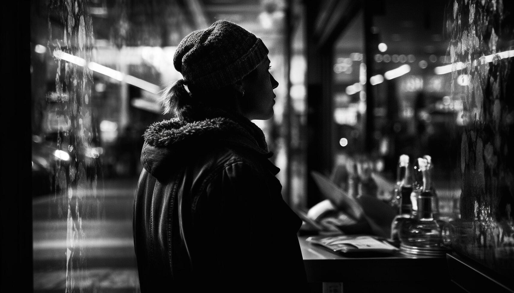 adultos apenas, vida noturna iluminado de rua luz gerado de ai foto