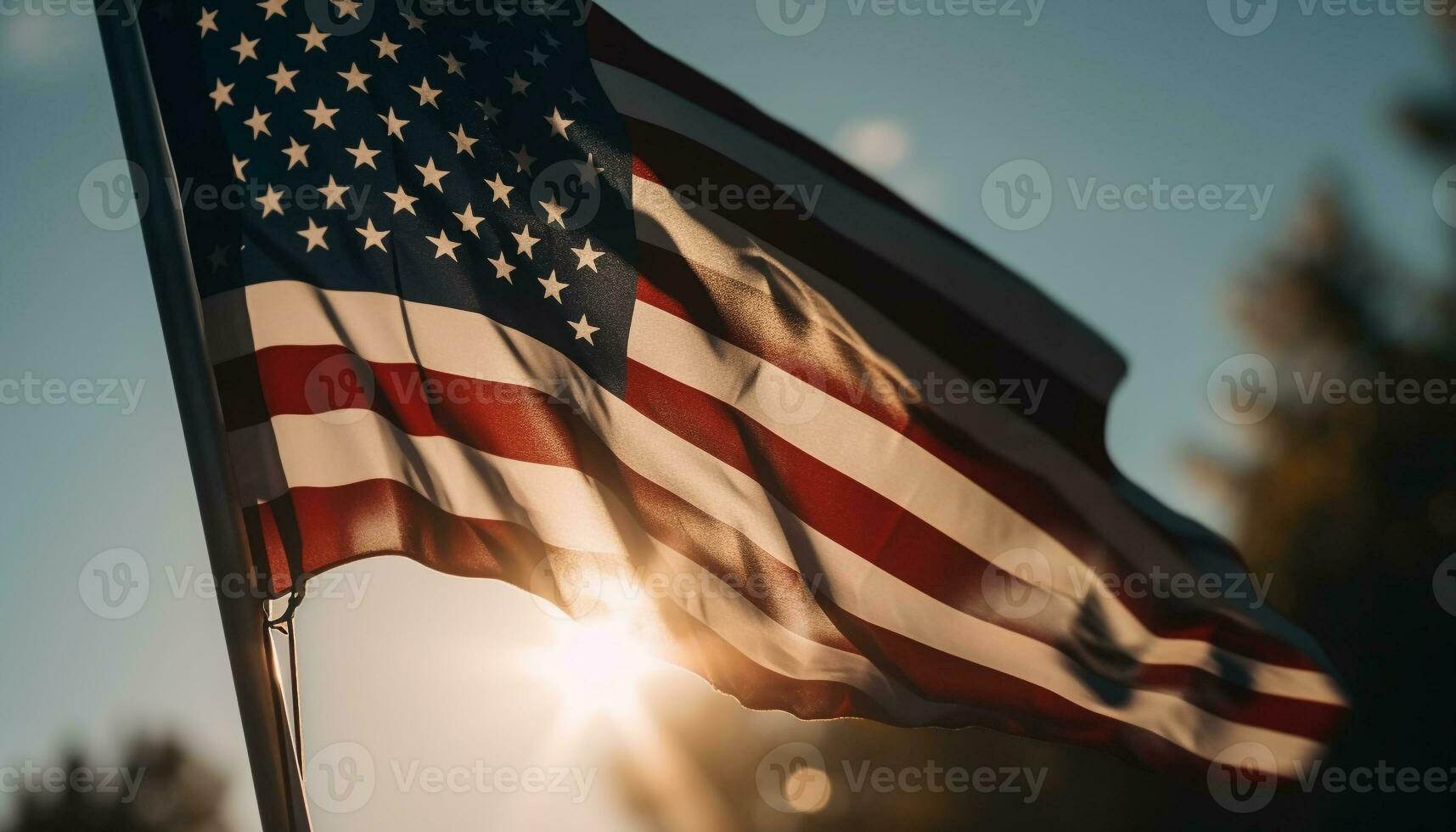 acenando americano bandeira simboliza patriotismo e liberdade gerado de ai foto