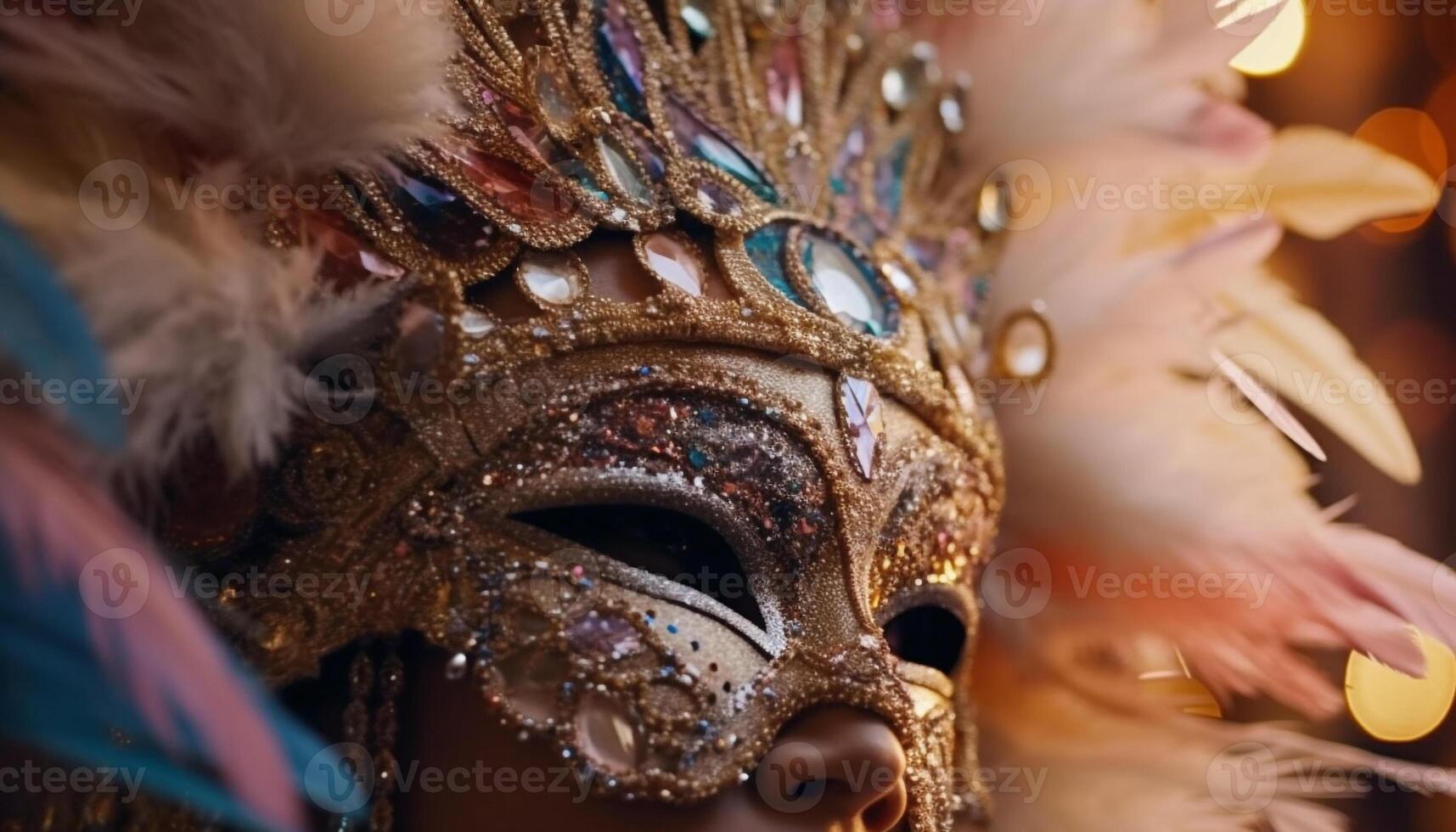 dourado elegância às mardi gras parada celebração gerado de ai foto