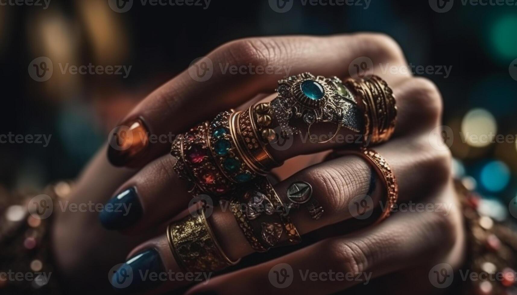 africano noiva segurando brilhante ouro pulseira, parte do Casamento decoração gerado de ai foto