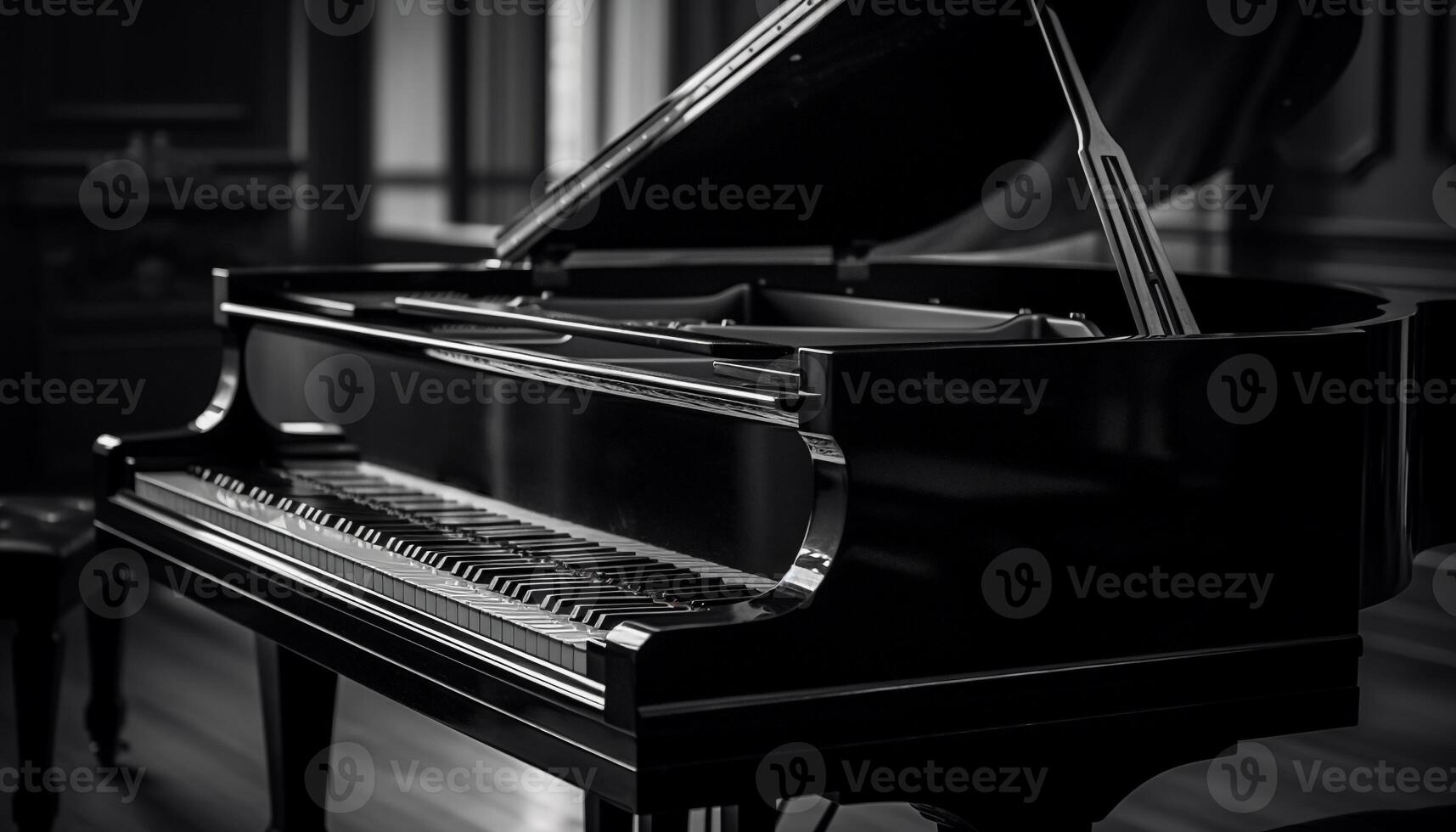 a pianista hábil mãos crio harmonia em a grande piano gerado de ai foto