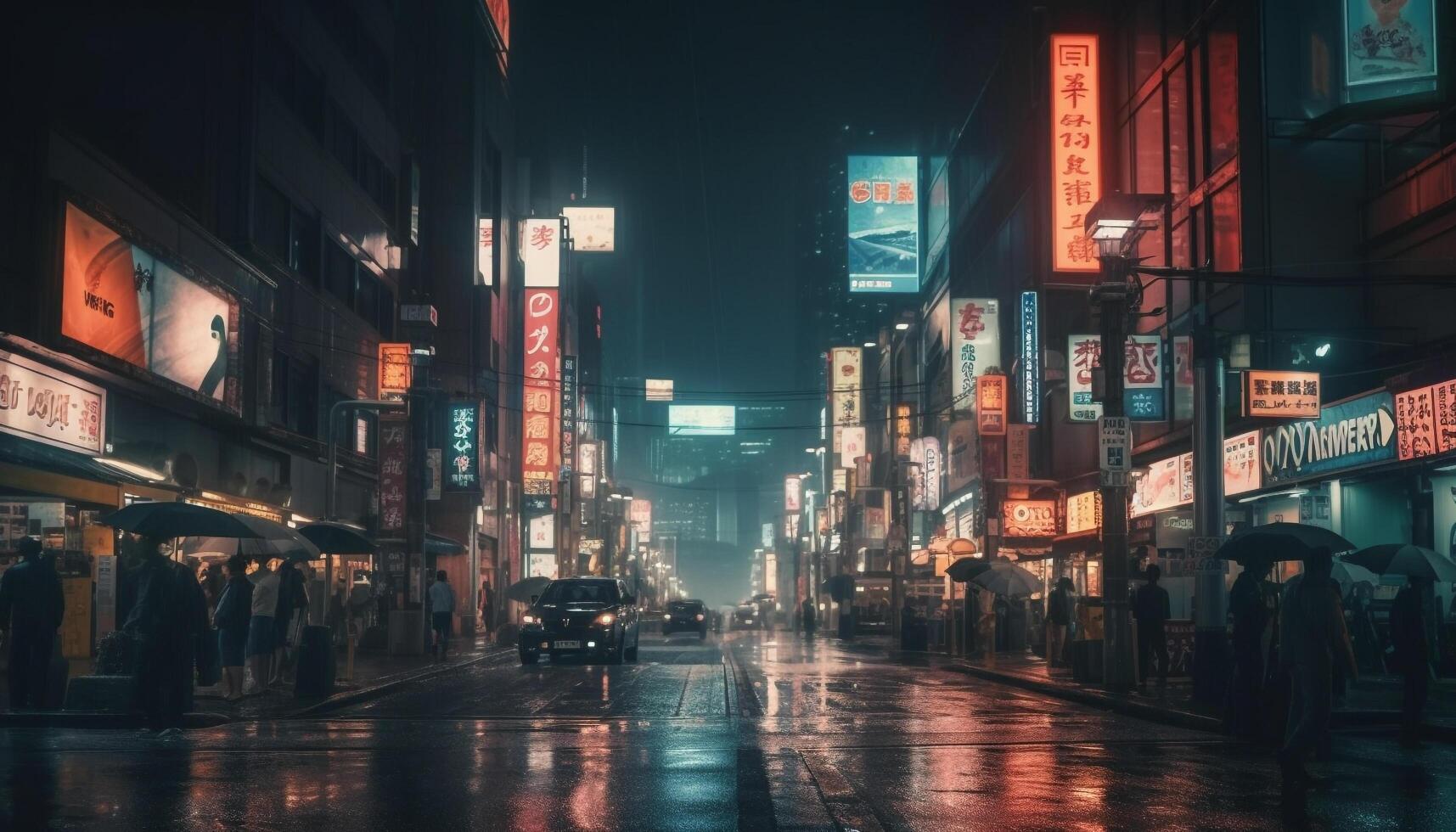 a néon aceso cidade rua dentro Mong kok é movimentado com movimento gerado de ai foto