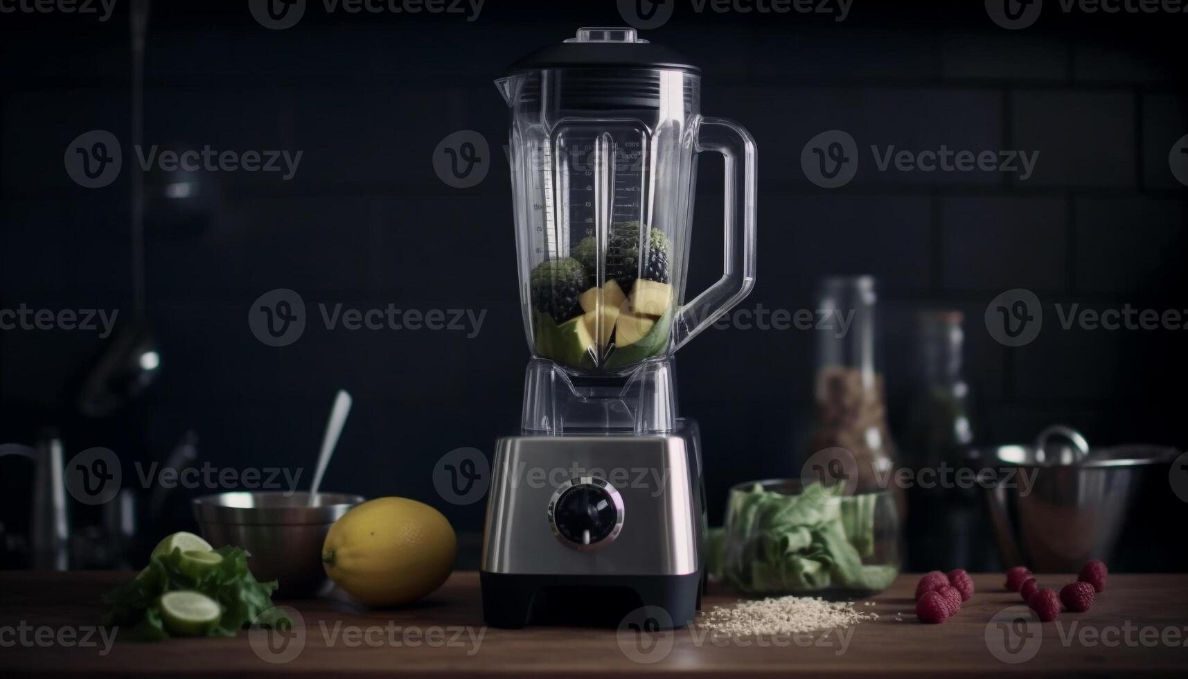 fresco orgânico batido preparação usando moderno cozinha eletrodomésticos e ingredientes gerado de ai foto