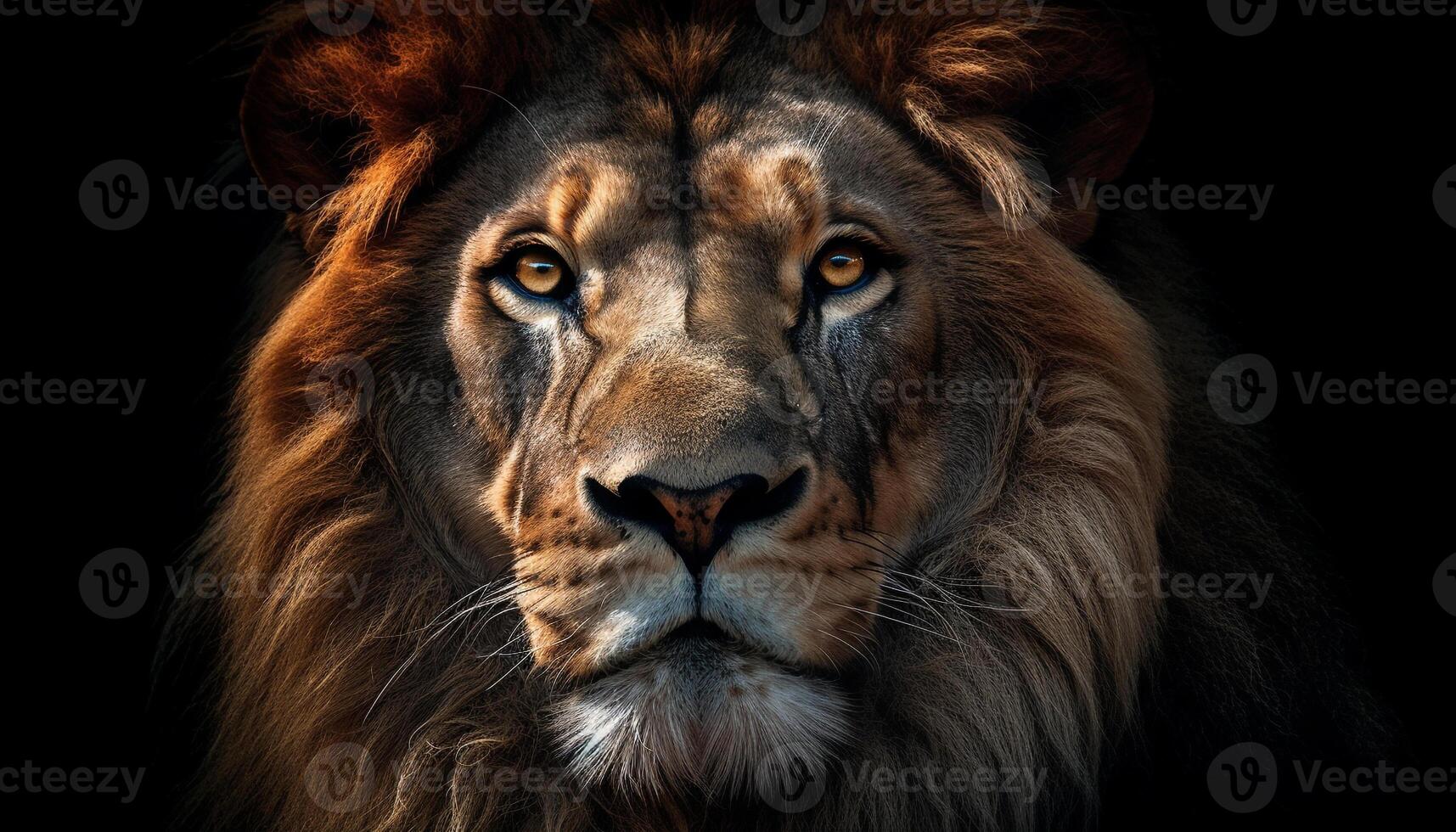 majestoso leão, rei do a savana, encarando às Câmera gerado de ai foto