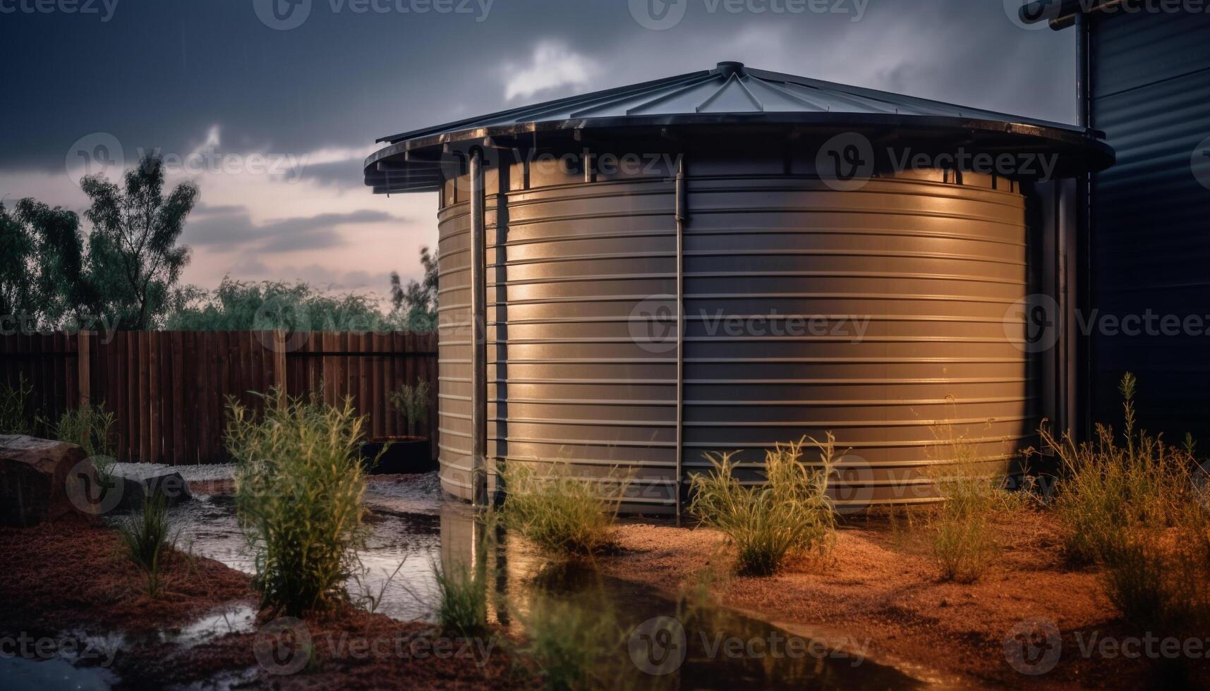 moderno arquitetura reflete em natureza paisagem, aço e vidro Projeto gerado de ai foto