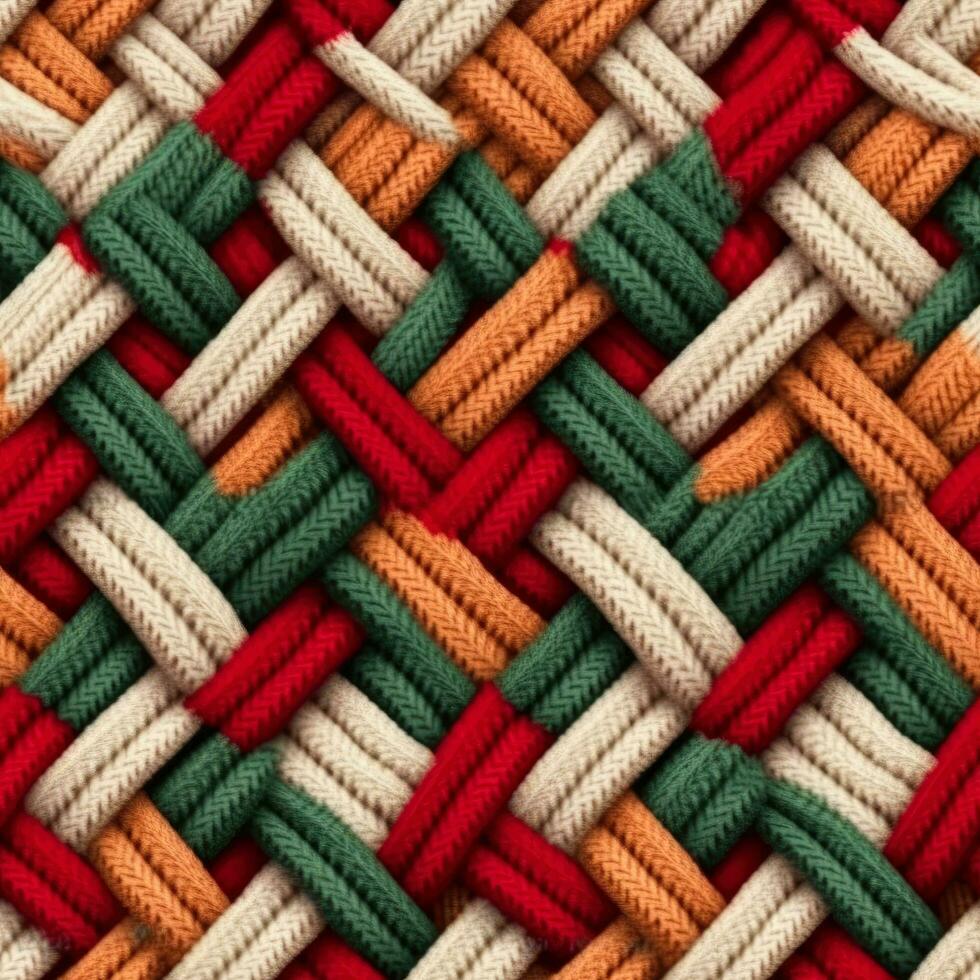 tecido tricotado desatado padronizar com geométrico forma pontos. brilhante cores fundo para malhas Projeto ou imprimir, moderno tiras esteira, generativo ai ilustração foto