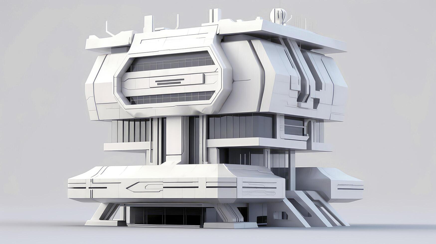 3d futurista ficção científica branco cidade arquitetura com orgânico arranha-céus, para Ciência ficção ou fantasia fundos, abstrato prédio, generativo ai ilustração foto