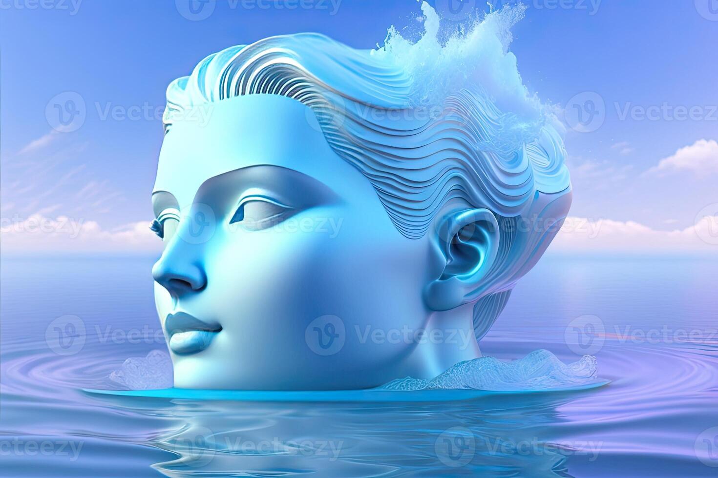 azul fêmea cabeças dentro água generativo ai foto
