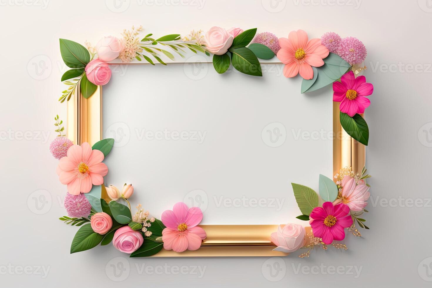 quadro, Armação fundo decorado com flor enfeite generativo ai foto