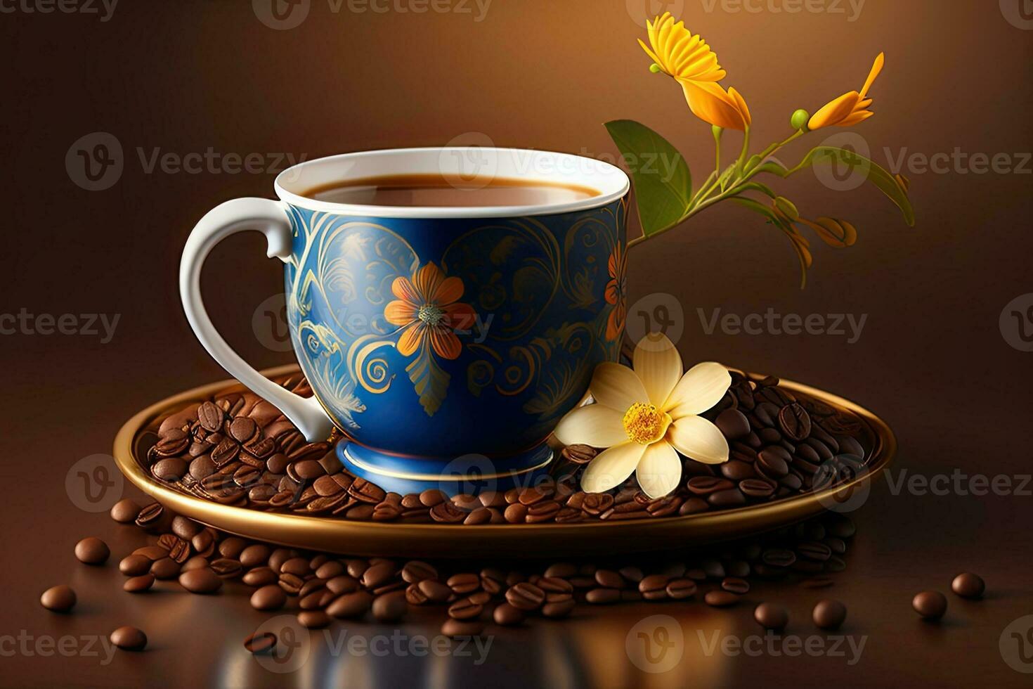 café com flor generativo ai foto