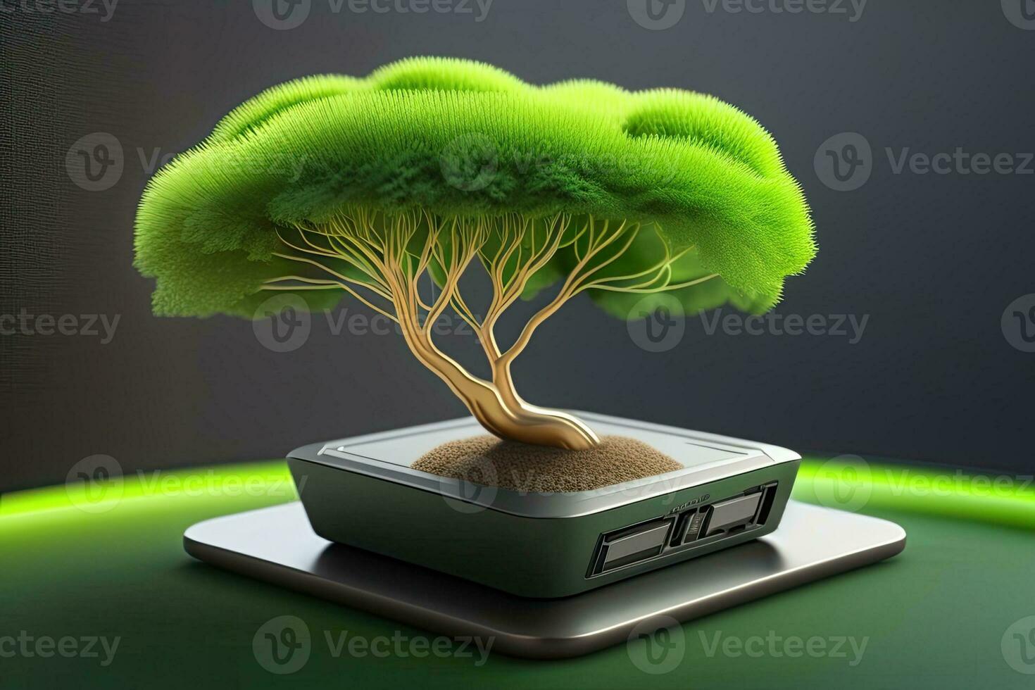 árvore crescer a partir de computador lasca CPU generativo ai foto