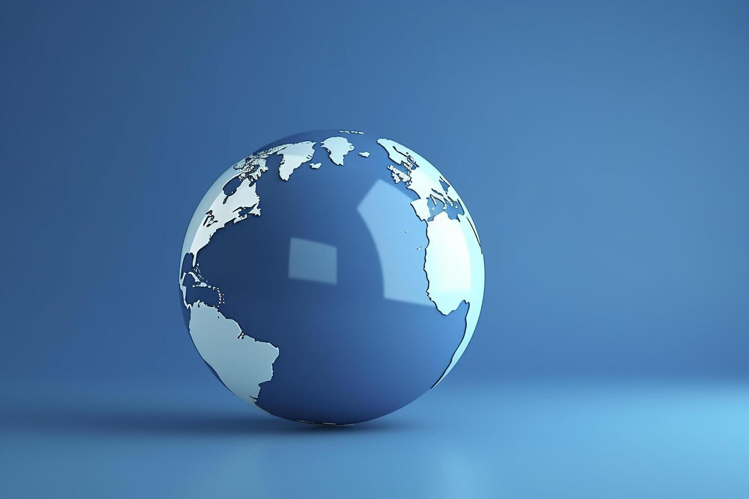 azul globo, terra mapa 3d em azul fundo, o negócio bandeira. ai gerado imagem. foto