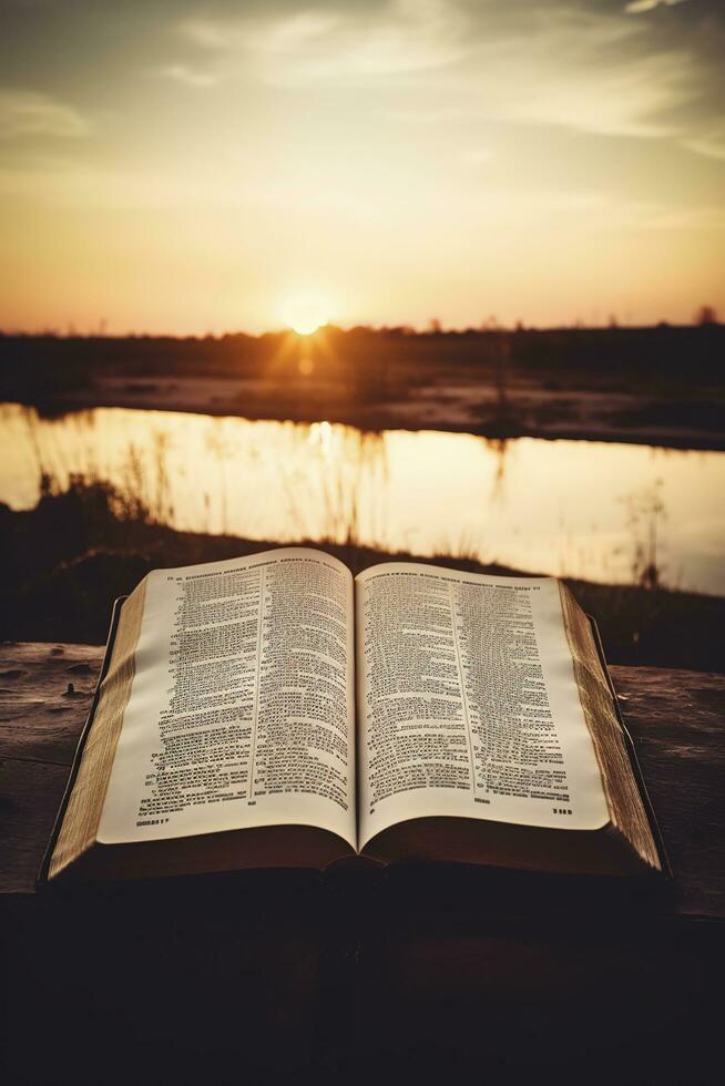 bíblia, mulheres lendo a partir de a piedosos Bíblia, gerar ai foto