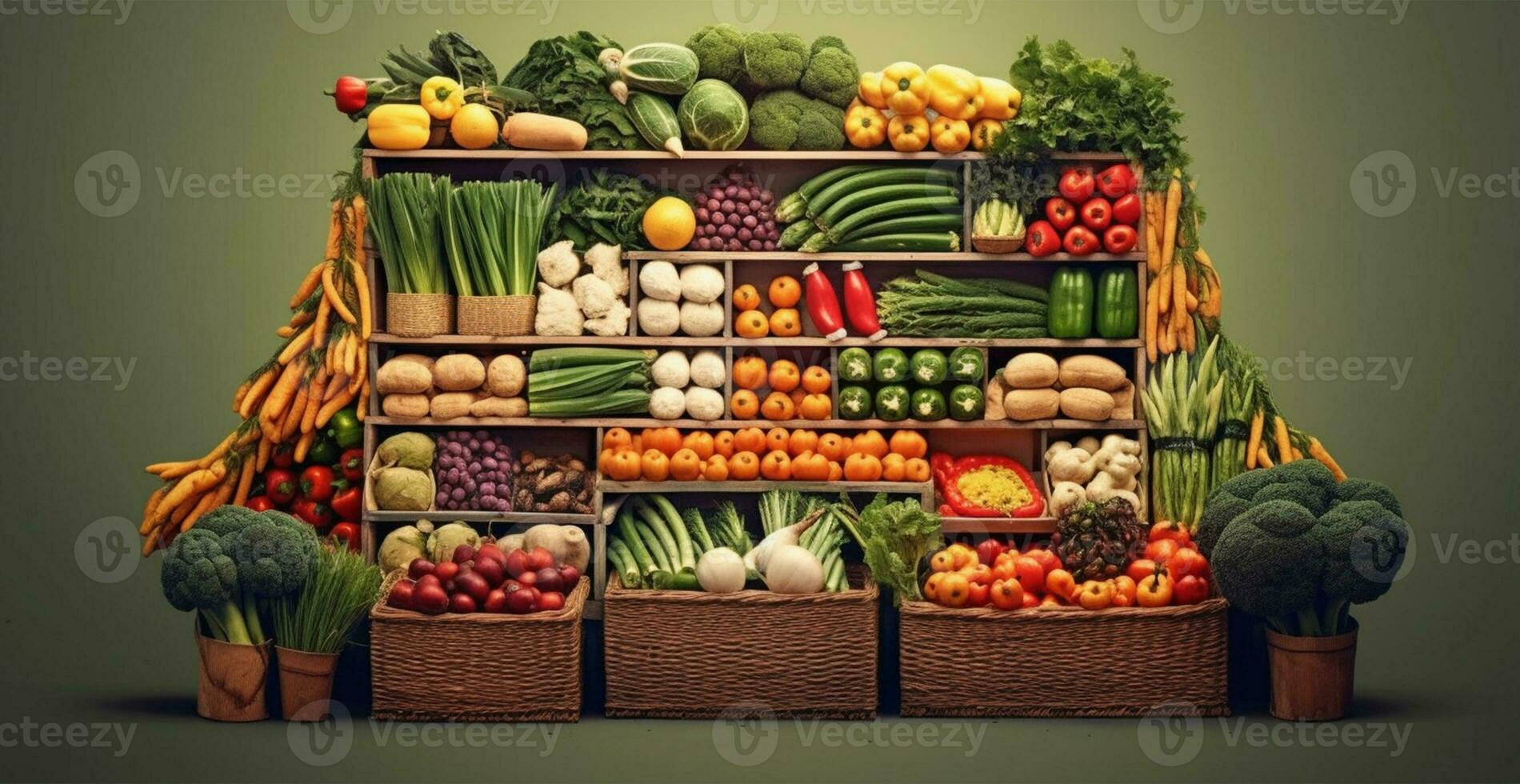 vegetal agricultores mercado parar, colorida vários fresco orgânico saudável legumes - ai gerado imagem foto