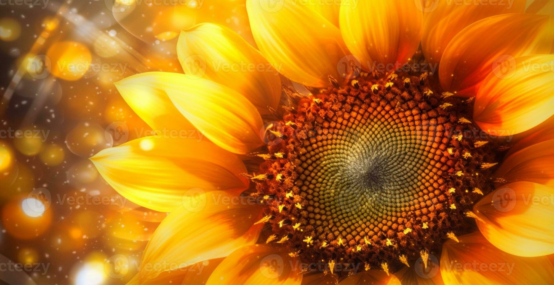 campo do girassóis dentro florescer, quente ensolarado verão, macro tiro - ai gerado imagem foto