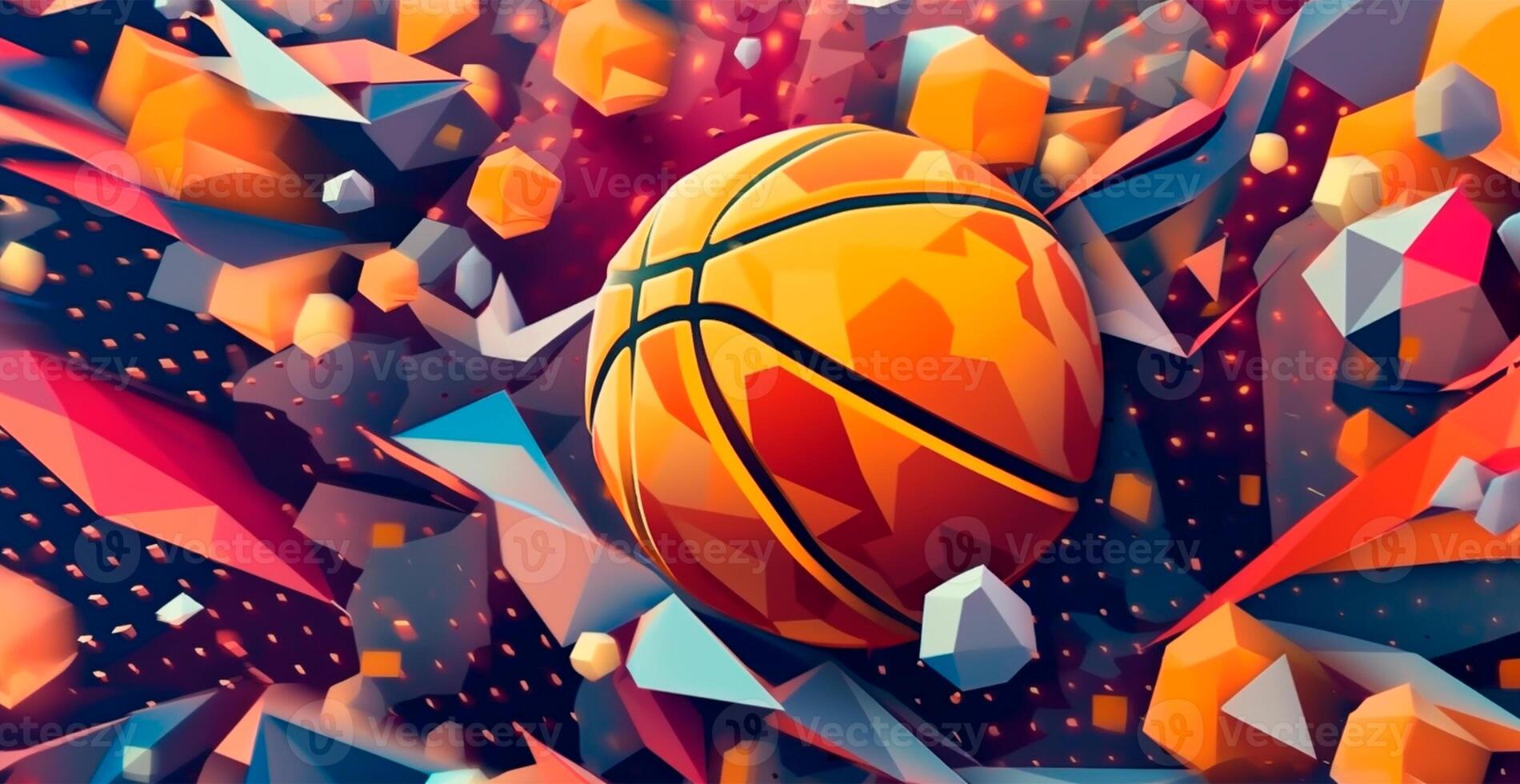 abstrato basquetebol panorâmico fundo, laranja basquetebol - ai gerado imagem foto