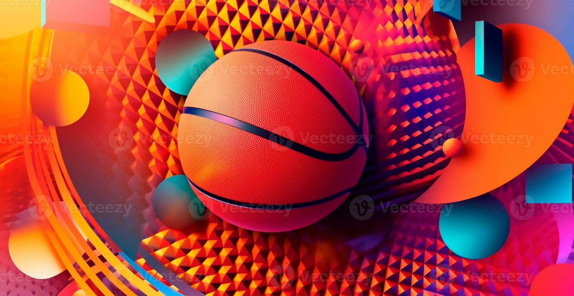 abstrato basquetebol panorâmico fundo, laranja basquetebol - ai gerado imagem foto