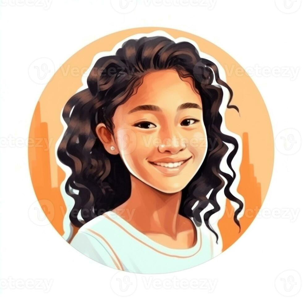 retrato do sorridente jovem menina para perfil cenário. ilustração generativo ai foto