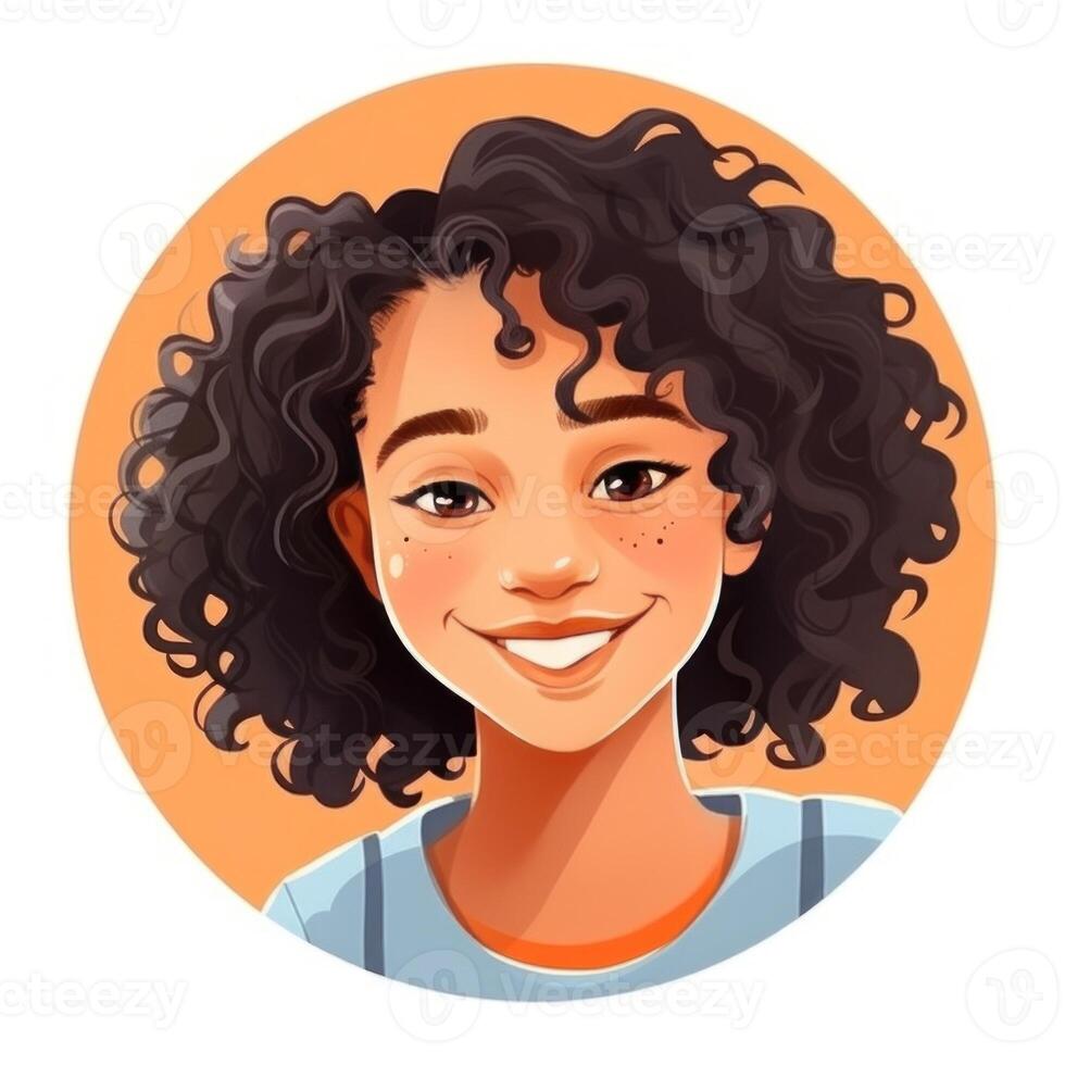 retrato do sorridente jovem menina para perfil cenário. ilustração generativo ai foto