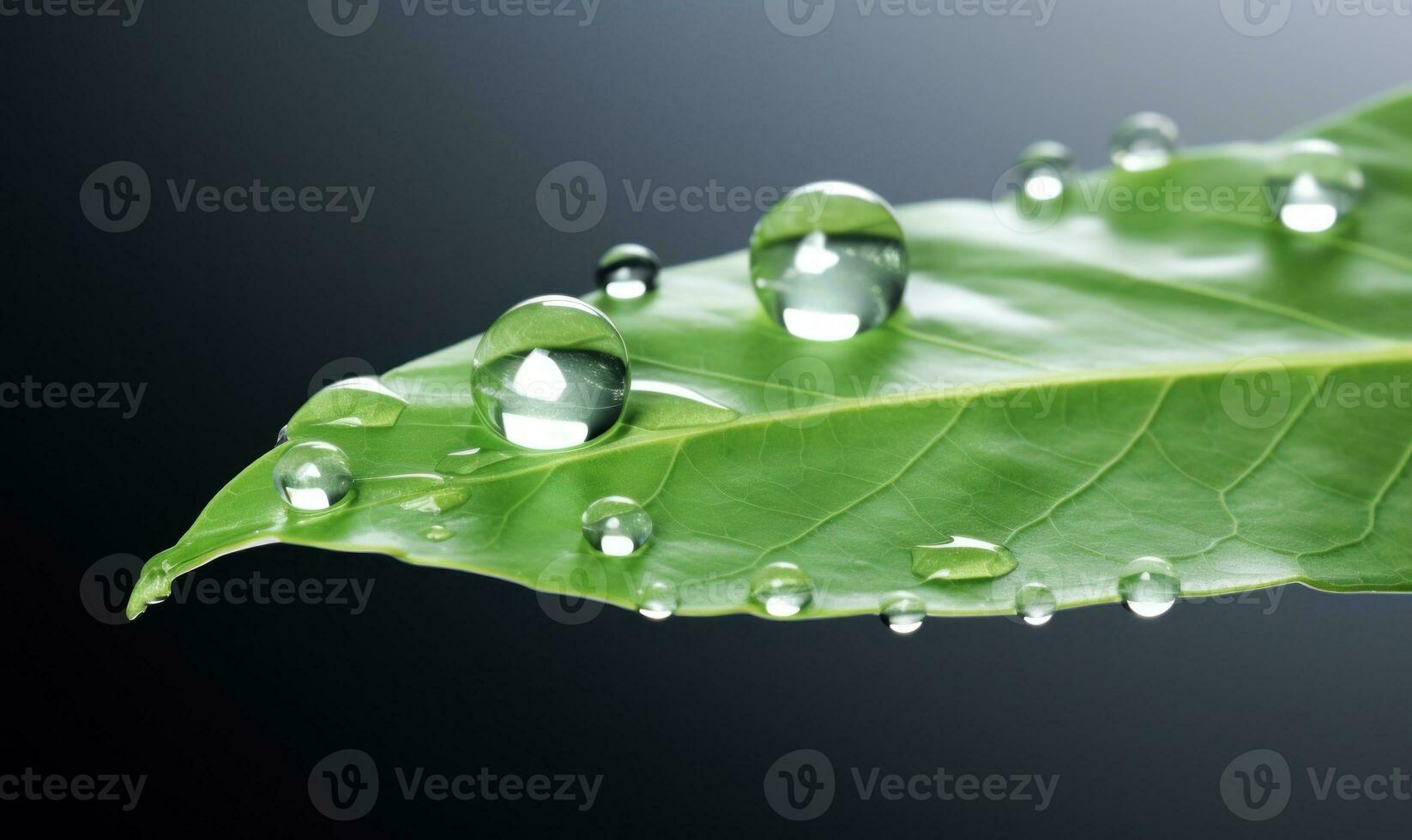 verde folha com água gotas. ilustração ai generativo foto