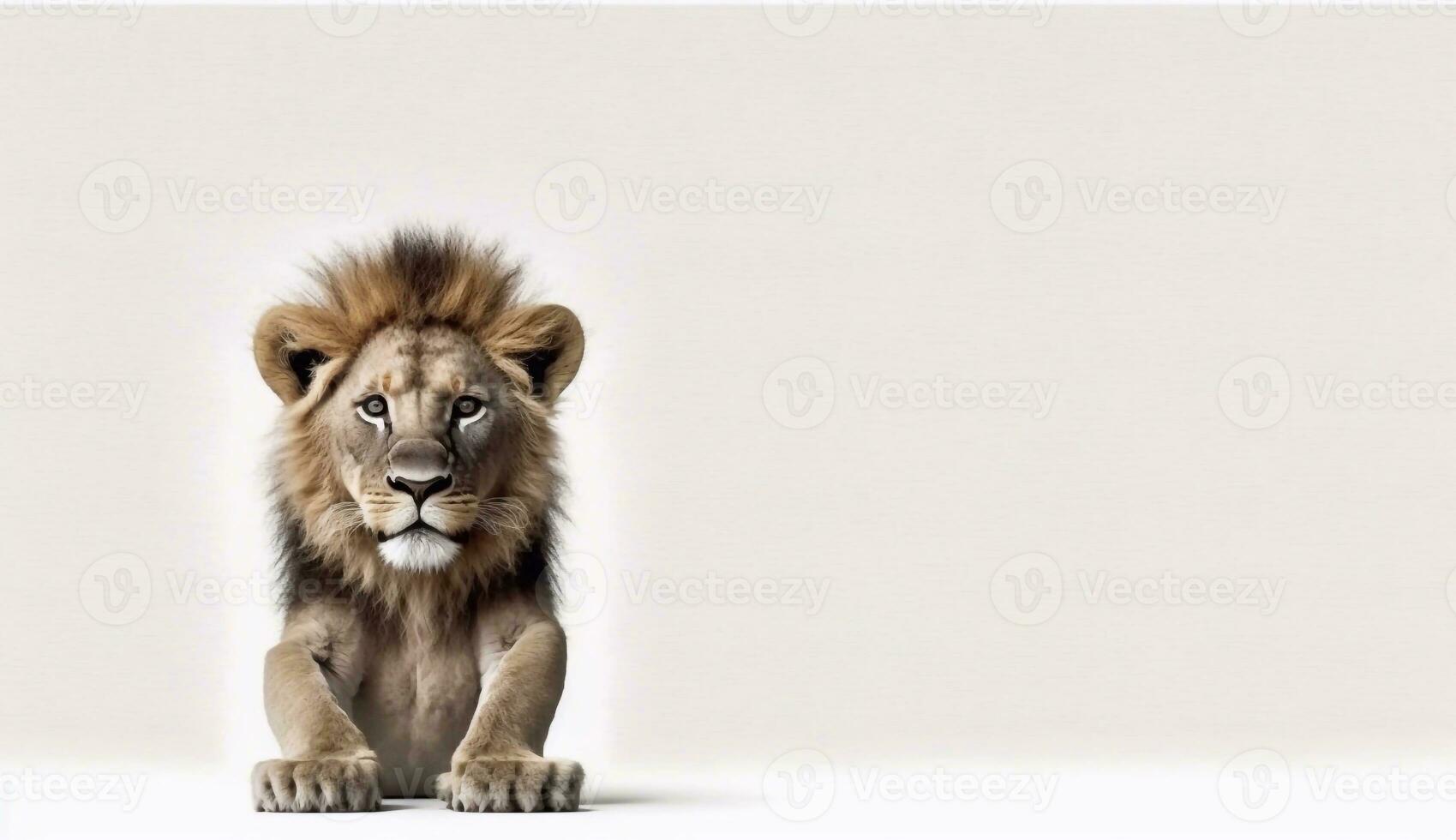 pequeno leão isolado em branco fundo - generativo ai foto