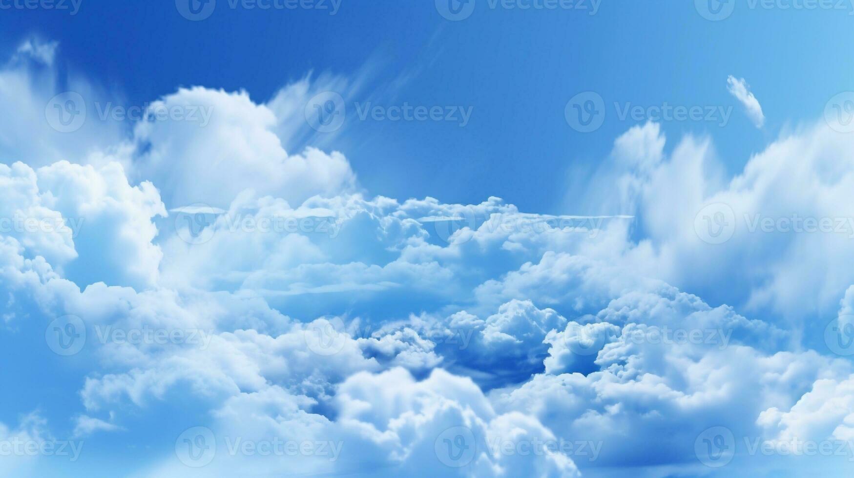 azul céu fundo com branco nuvens. cumulus branco nuvens. 3d ilustração foto