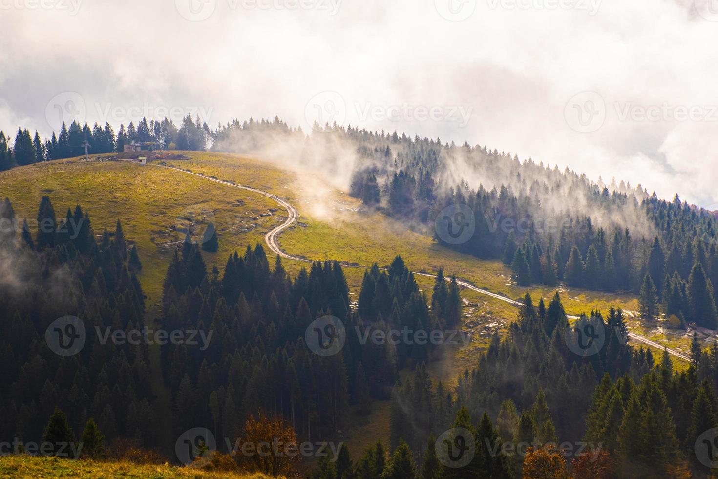 estrada nevoenta da montanha foto