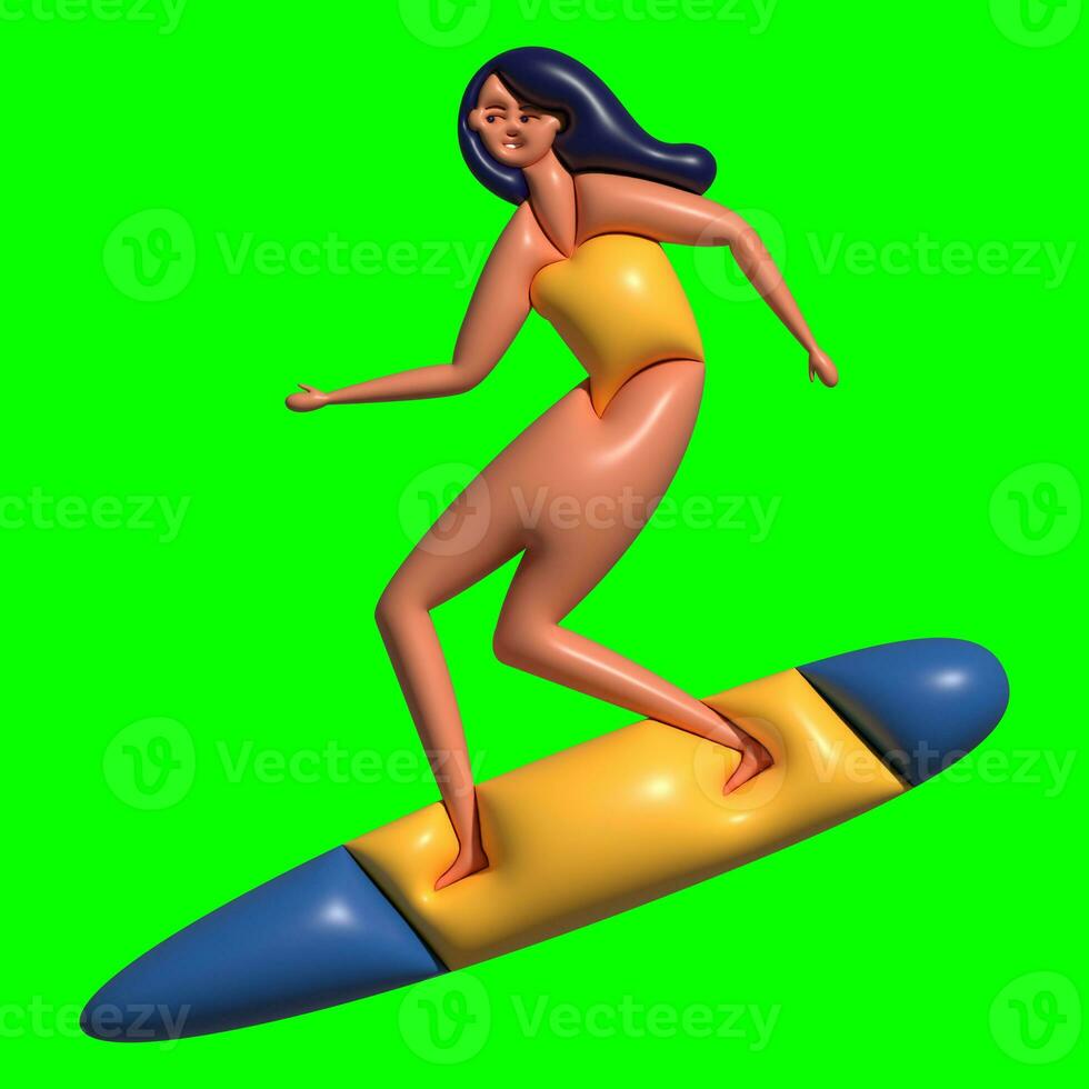 dentro movimento 3d surfar com tela verde fundo foto