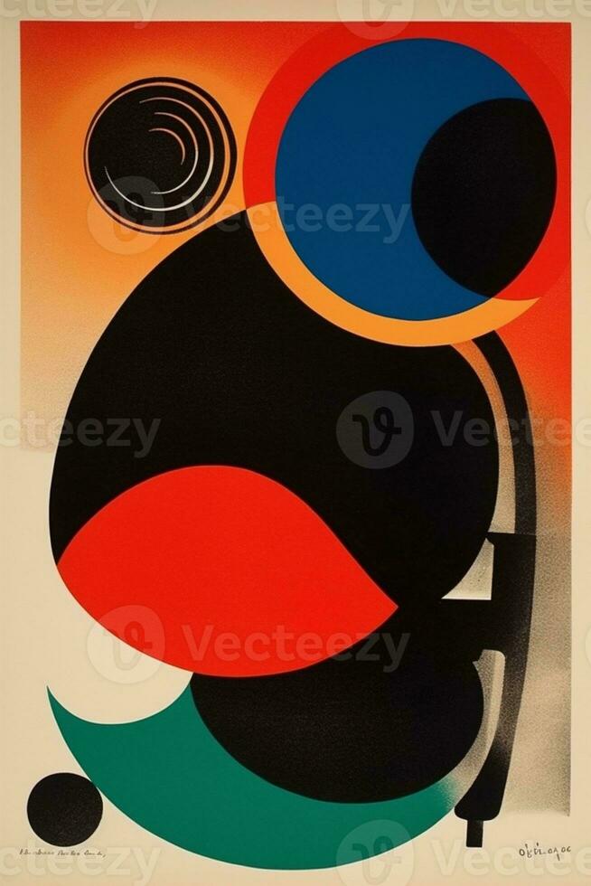 ilustração olho abstrato arte círculo poster vermelho retro vintage Projeto. generativo ai. foto