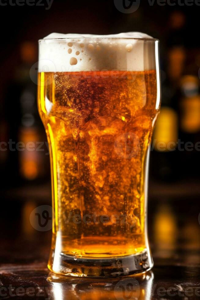 vidro beber Cerveja ouro bebida espuma bar álcool lager cerveja. generativo ai. foto