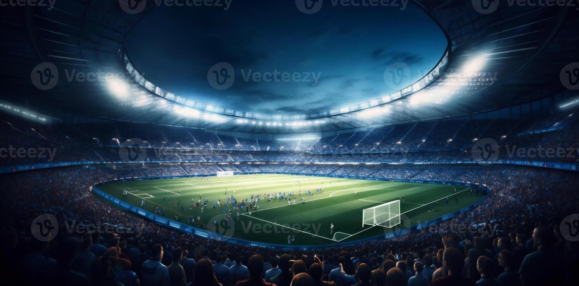 mundo luz futebol esporte objetivo estádio jogos futebol verde arena. generativo ai. foto